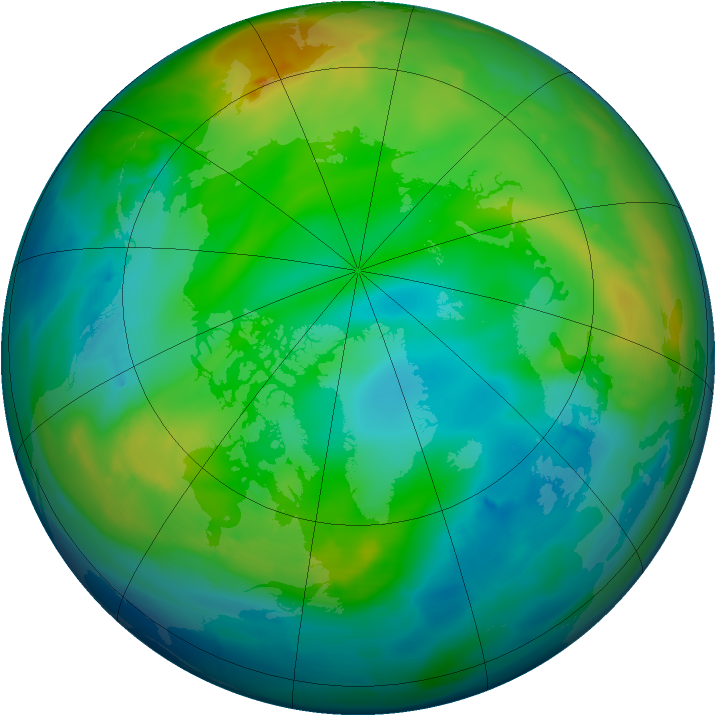 Arctic ozone map for 08 December 2013